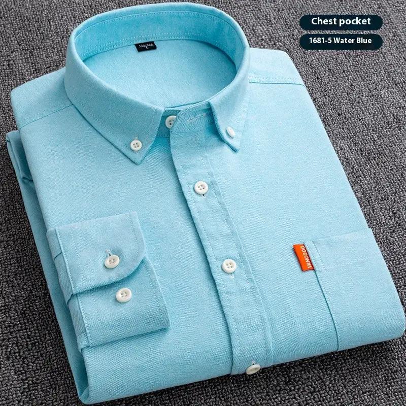 Pure Cotton Washed Oxford Woven Shirts Men by Dropshipman