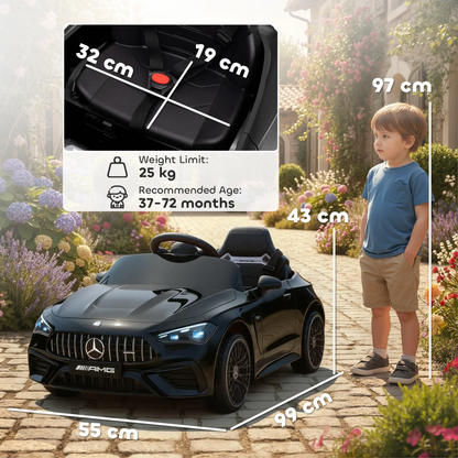 AIYAPLAY Licensed Mercedes AMG Kids Electric Car, 12V Ride On Car with Dual Motors, Remote Control for 3-6 Years, Black by All Mart Bristol Ltd