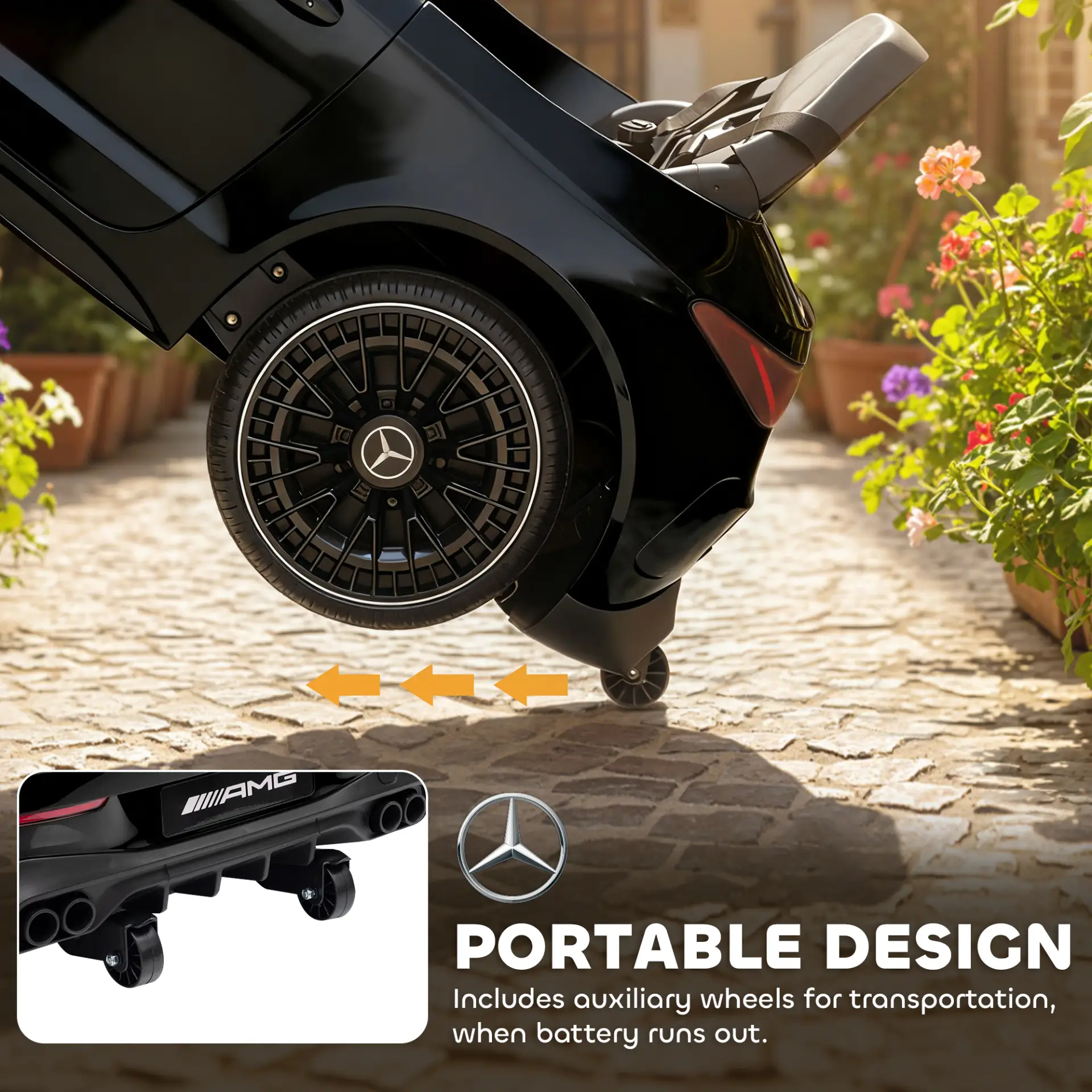 AIYAPLAY Licensed Mercedes AMG Kids Electric Car, 12V Ride On Car with Dual Motors, Remote Control for 3-6 Years, Black by All Mart Bristol Ltd