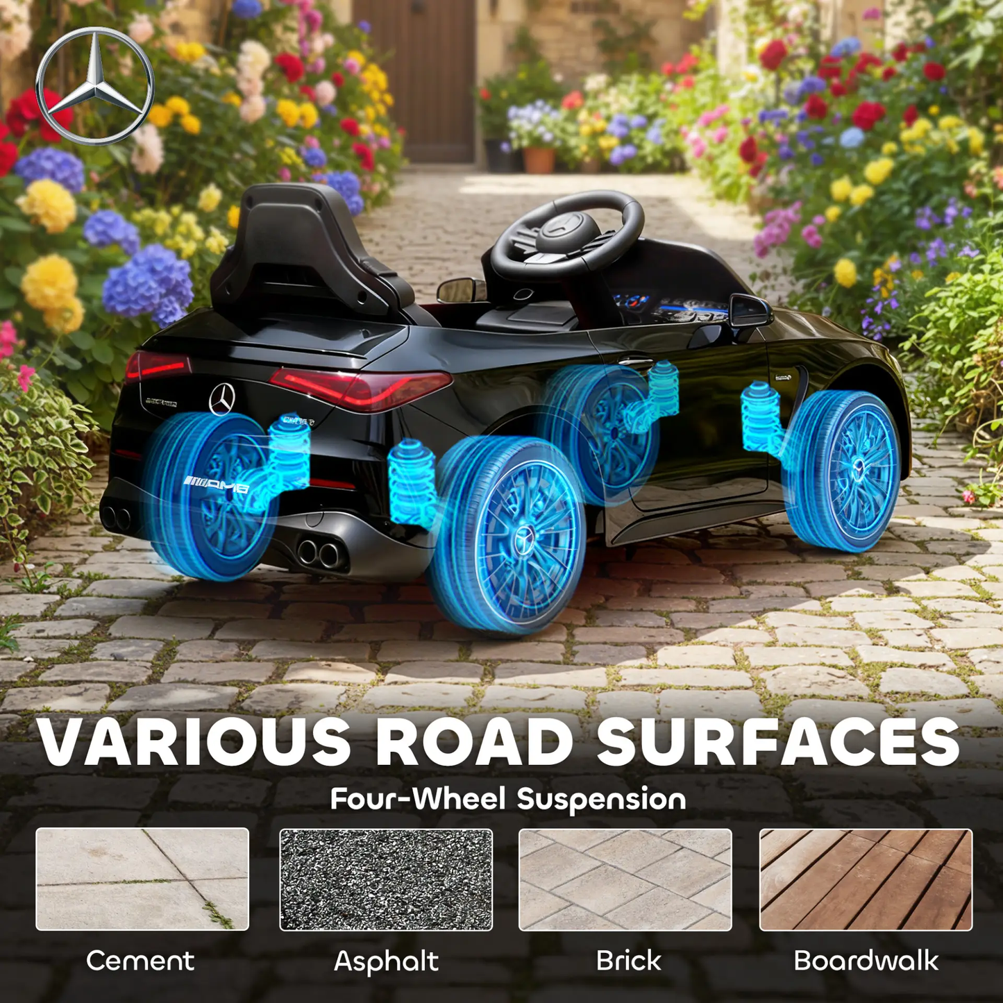AIYAPLAY Licensed Mercedes AMG Kids Electric Car, 12V Ride On Car with Dual Motors, Remote Control for 3-6 Years, Black by All Mart Bristol Ltd