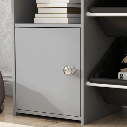 AIYAPLAY Toy Storage Unit with 8 Removable Bins, Storage Shelves, Cabinet, Grey by All Mart Bristol Ltd