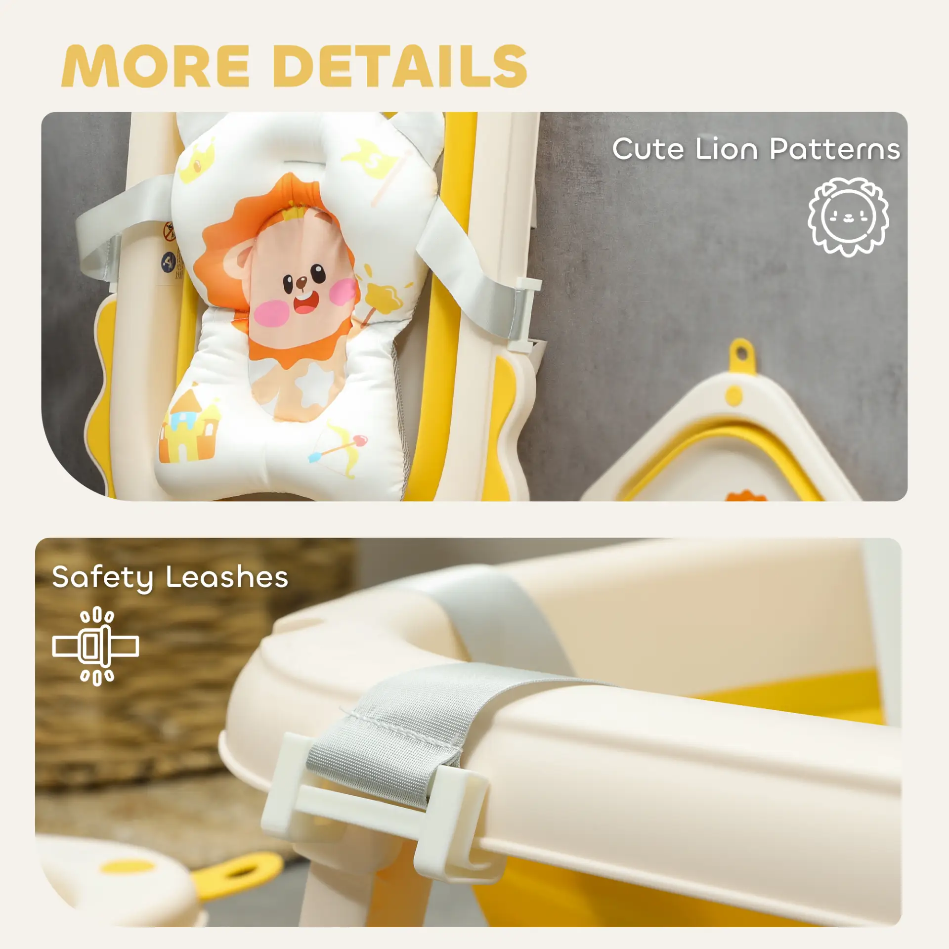 AIYAPLAY Foldable Baby Bath Tub Set with Bath Cushion, Wash Basin, Non-Slip Stand, Bottom, Yellow by All Mart Bristol Ltd
