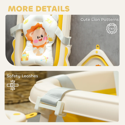 AIYAPLAY Foldable Baby Bath Tub Set with Bath Cushion, Wash Basin, Non-Slip Stand, Bottom, Yellow by All Mart Bristol Ltd