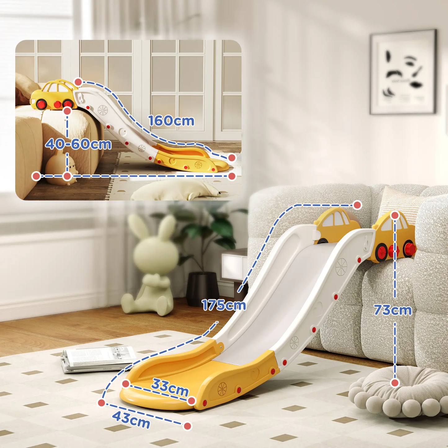 AIYAPLAY Kids Slide for Bed, Sofa, with Extended Length, Easy to assemble and Store, Yellow by All Mart Bristol Ltd