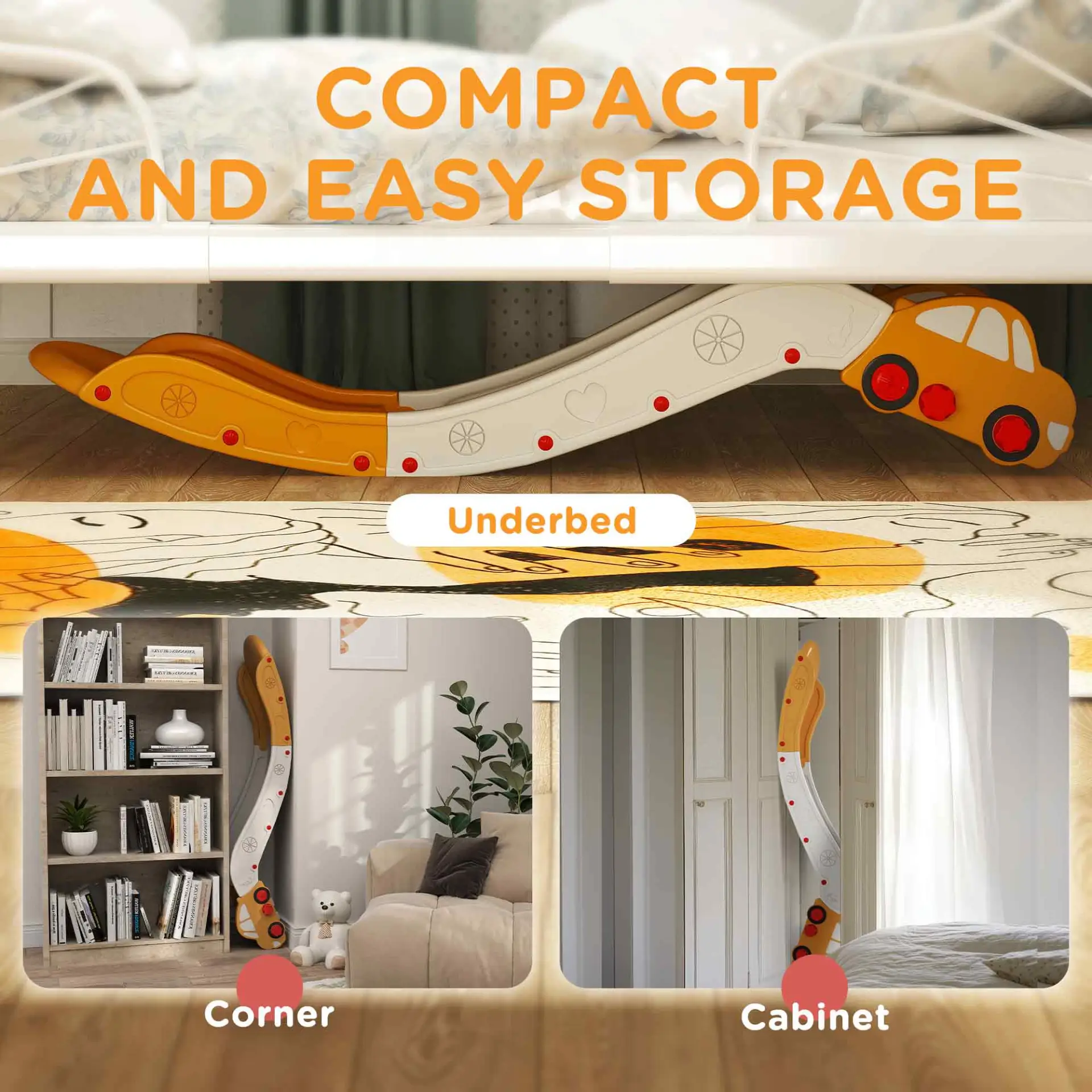 AIYAPLAY Kids Slide for Bed, Sofa, with Extended Length, Easy to assemble and Store, Yellow by All Mart Bristol Ltd