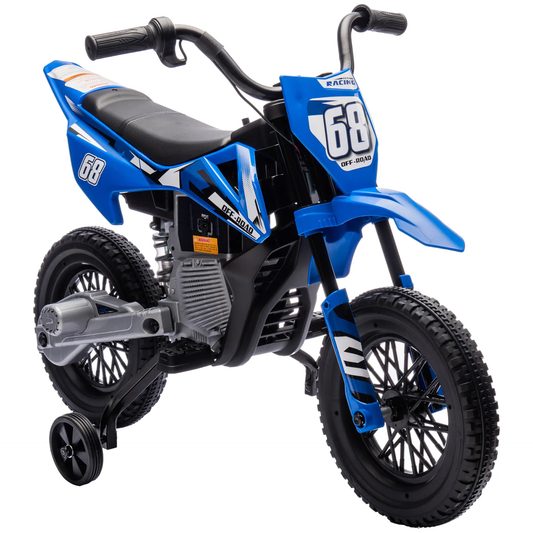 AIYAPLAY 12V Kids Electric Motorbike, Kids Electric Ride on motorcycle w/ Twist Grip Throttle, Training Wheels, Blue by All Mart Bristol Ltd