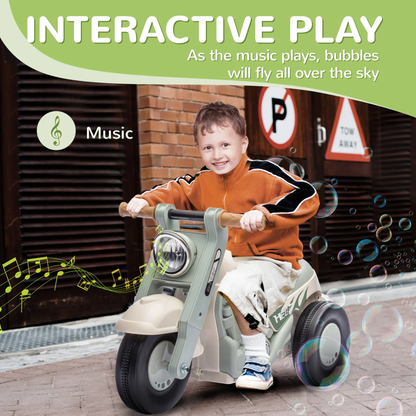 AIYAPLAY Foot To Floor Sliding Kids Ride On Car with Music, Bubble, for Toddler from 2 to 5 Years Old - Cream White by All Mart Bristol Ltd