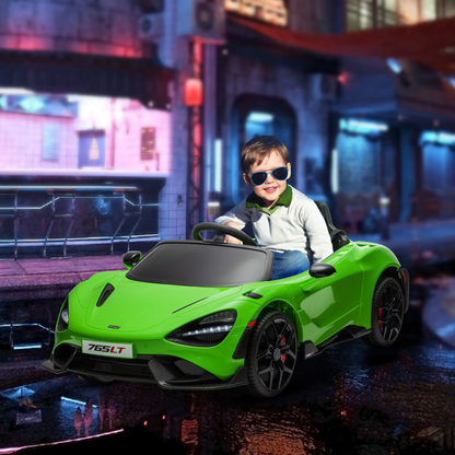 AIYAPLAY McLaren 765LT Licensed 12V Kids Electric Ride on Car with Butterfly Doors, Remote Control, Transport Wheels, Green by All Mart Bristol Ltd