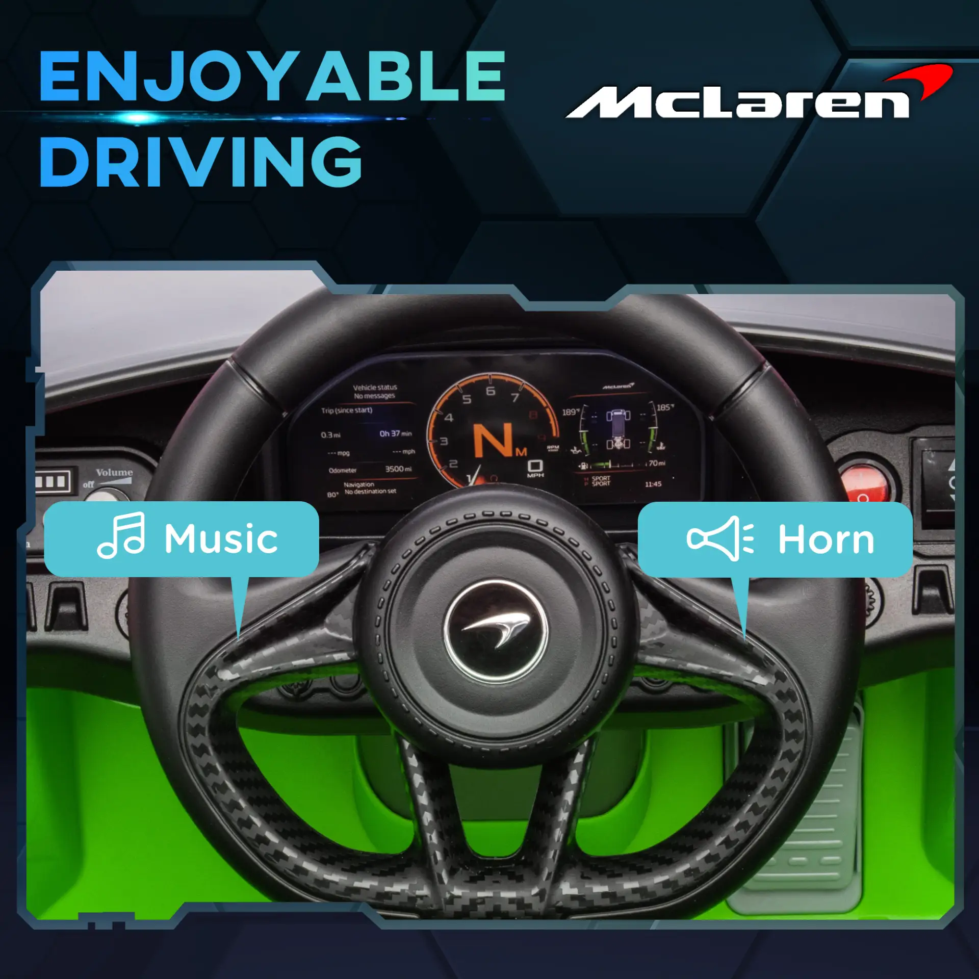 AIYAPLAY McLaren 765LT Licensed 12V Kids Electric Ride on Car with Butterfly Doors, Remote Control, Transport Wheels, Green by All Mart Bristol Ltd