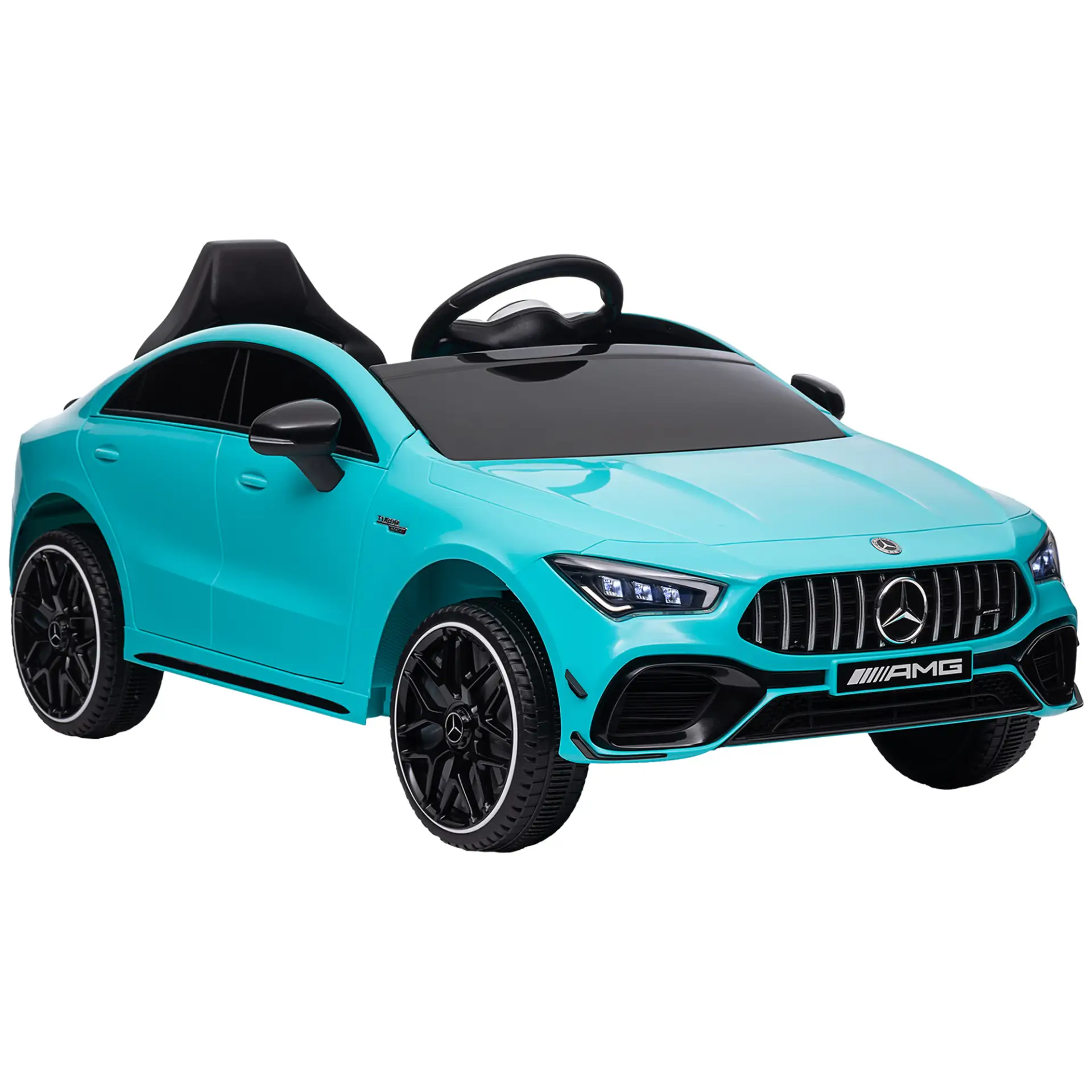 AIYAPLAY Mercedes-Benz AMG CLA 45 Licensed 12V Kids Electric Car Ride on Car w/ Remote, Suspension Lights Music Horn - Light Blue by All Mart Bristol Ltd