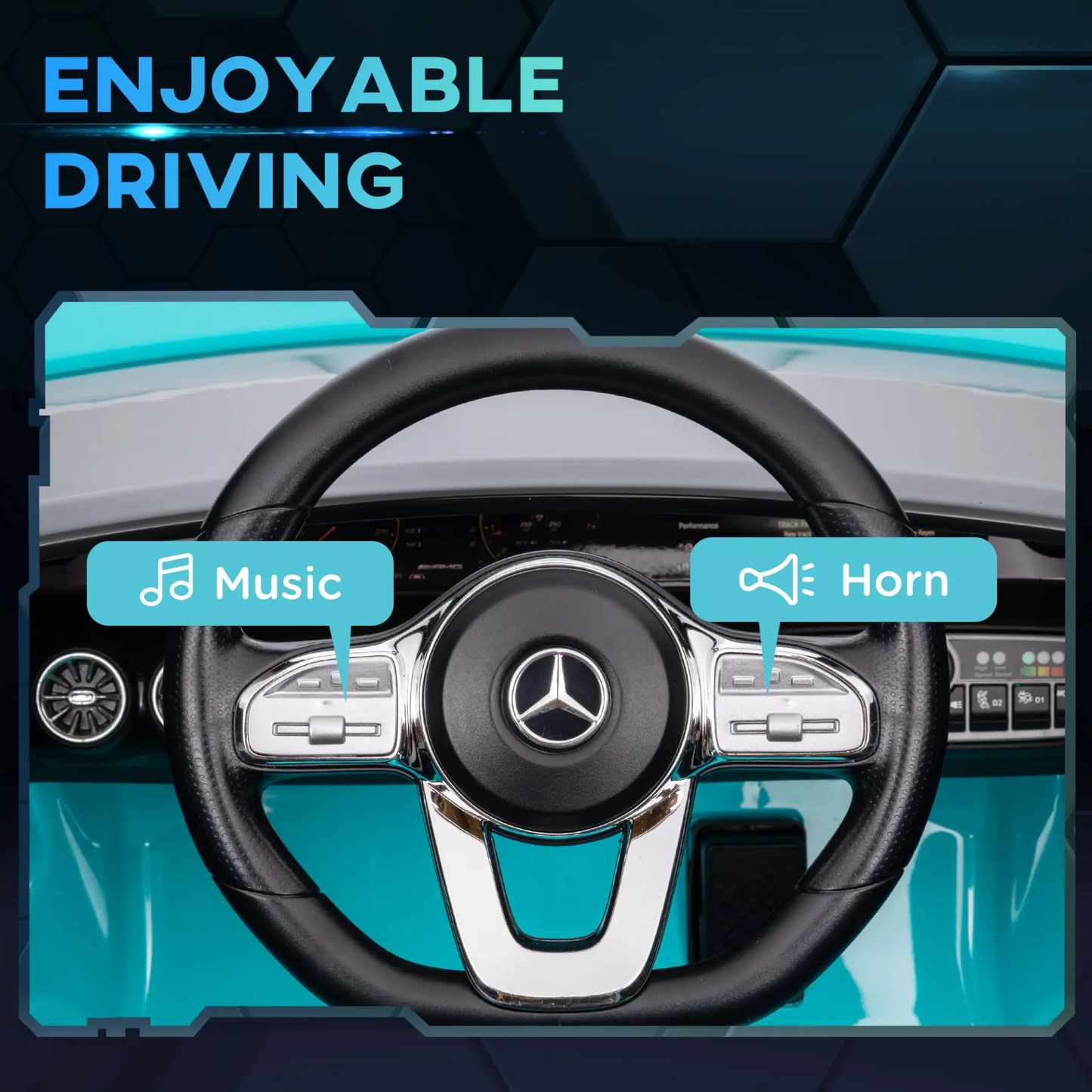 AIYAPLAY Mercedes-Benz AMG CLA 45 Licensed 12V Kids Electric Car Ride on Car w/ Remote, Suspension Lights Music Horn - Light Blue by All Mart Bristol Ltd