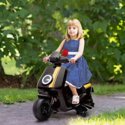 AIYAPLAY 6V Ride on Motorbike, Kids Electric Motorbike w/ Headlights, Music, Training Wheels, for Ages 18-36 Months, Black by All Mart Bristol Ltd
