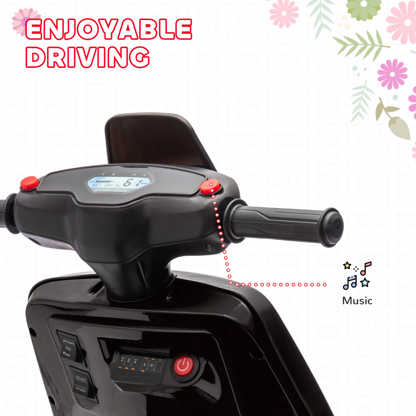 AIYAPLAY 6V Ride on Motorbike, Kids Electric Motorbike w/ Headlights, Music, Training Wheels, for Ages 18-36 Months, Black by All Mart Bristol Ltd