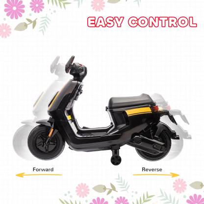 AIYAPLAY 6V Ride on Motorbike, Kids Electric Motorbike w/ Headlights, Music, Training Wheels, for Ages 18-36 Months, Black by All Mart Bristol Ltd