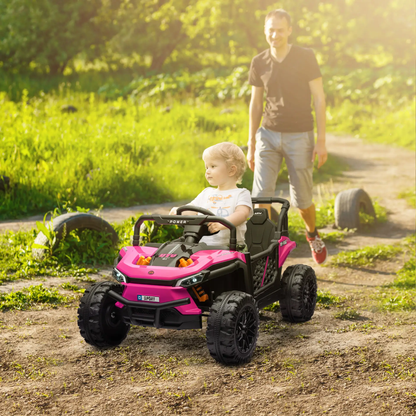 AIYAPLAY 12V Battery Powered Ride on Truck w/ Remote, Four Suspension Wheels, Horn, Lights, Music, USB, for Ages 3-5 Years, Pink by All Mart Bristol Ltd