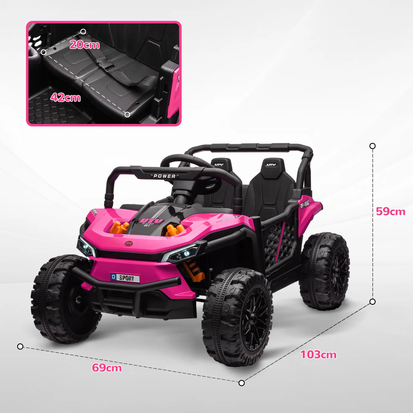AIYAPLAY 12V Battery Powered Ride on Truck w/ Remote, Four Suspension Wheels, Horn, Lights, Music, USB, for Ages 3-5 Years, Pink by All Mart Bristol Ltd