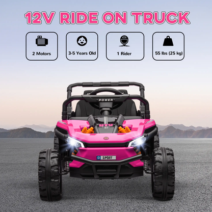 AIYAPLAY 12V Battery Powered Ride on Truck w/ Remote, Four Suspension Wheels, Horn, Lights, Music, USB, for Ages 3-5 Years, Pink by All Mart Bristol Ltd