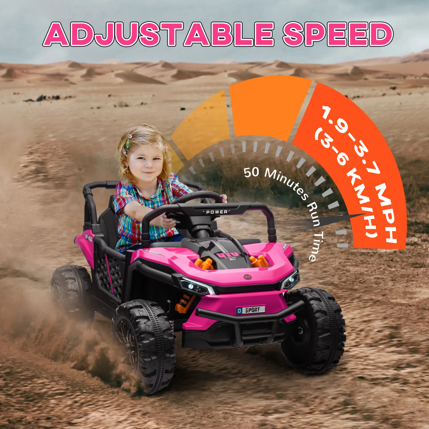 AIYAPLAY 12V Battery Powered Ride on Truck w/ Remote, Four Suspension Wheels, Horn, Lights, Music, USB, for Ages 3-5 Years, Pink by All Mart Bristol Ltd