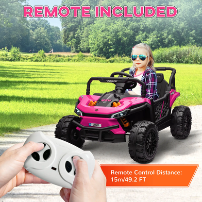 AIYAPLAY 12V Battery Powered Ride on Truck w/ Remote, Four Suspension Wheels, Horn, Lights, Music, USB, for Ages 3-5 Years, Pink by All Mart Bristol Ltd