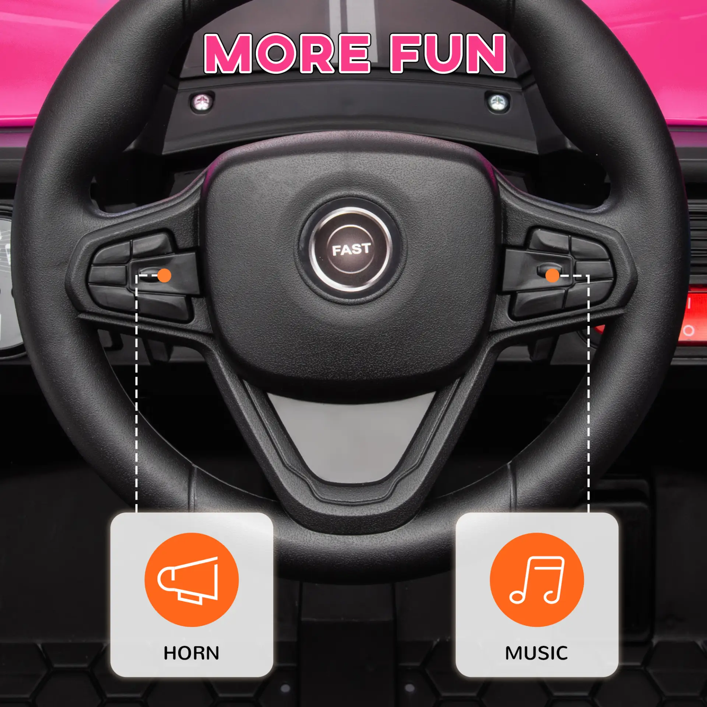 AIYAPLAY 12V Battery Powered Ride on Truck w/ Remote, Four Suspension Wheels, Horn, Lights, Music, USB, for Ages 3-5 Years, Pink by All Mart Bristol Ltd