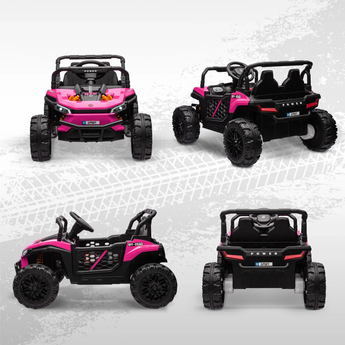 AIYAPLAY 12V Battery Powered Ride on Truck w/ Remote, Four Suspension Wheels, Horn, Lights, Music, USB, for Ages 3-5 Years, Pink by All Mart Bristol Ltd