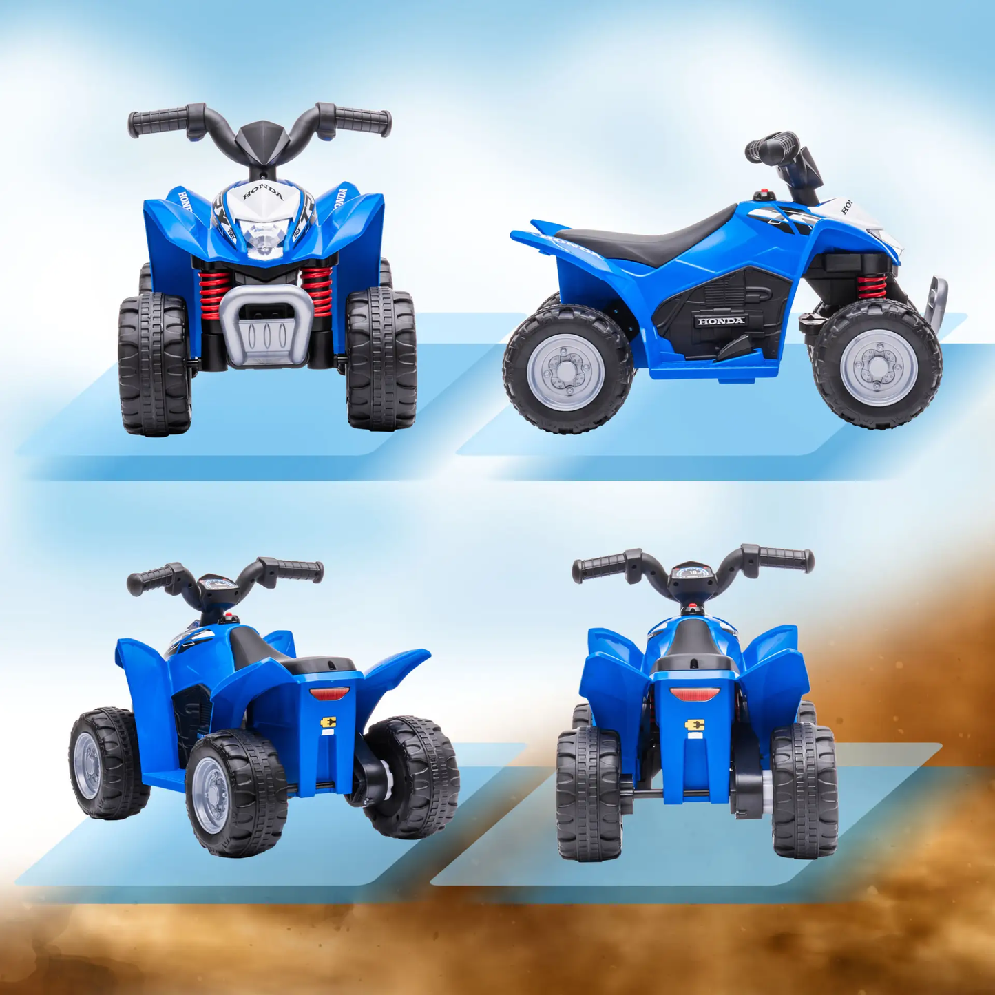 AIYAPLAY Honda Licensed Kids Electric Quad Bike, 6V ATV Ride On for Ages 1.5-3 Years, Blue by All Mart Bristol Ltd