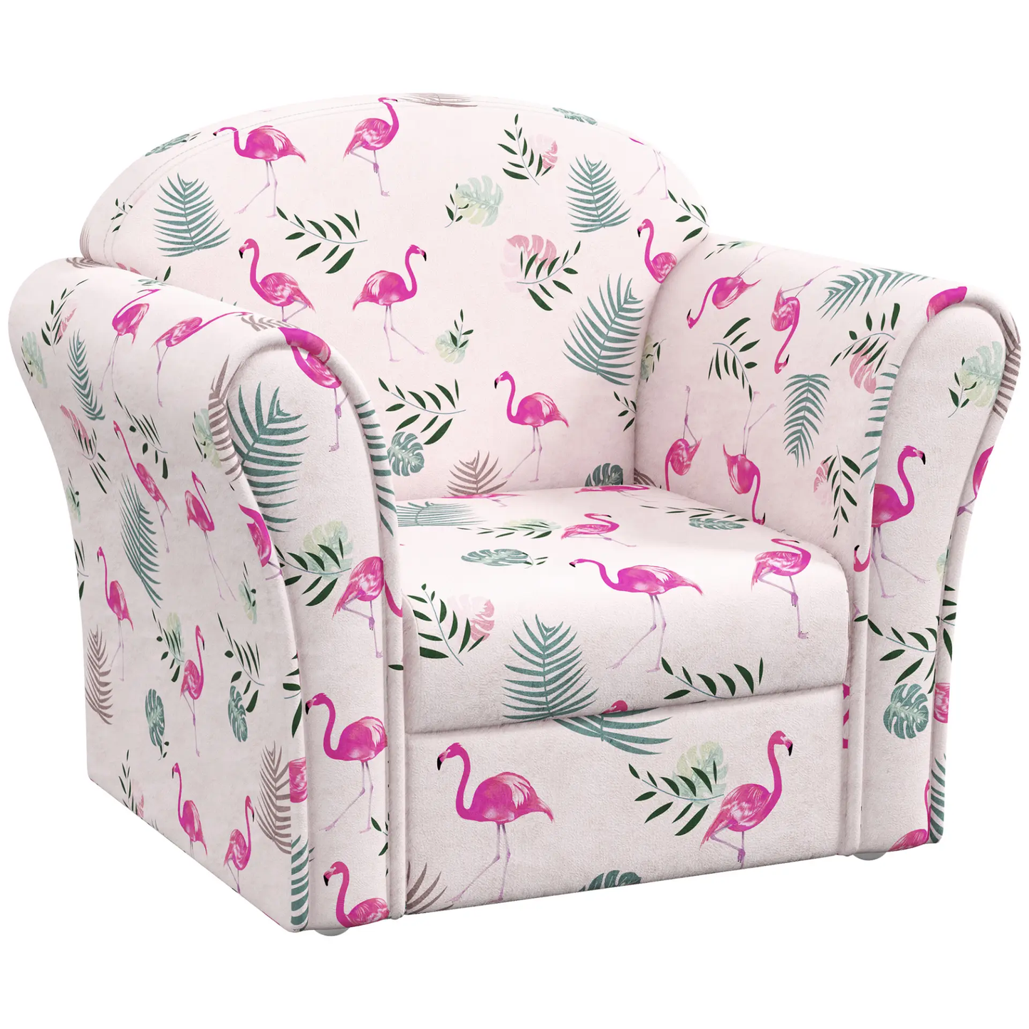 AIYAPLAY Kids Armchair with Flamingo Design, Wooden Frame, for Bedroom, Playroom, Kids Room - Pink by All Mart Bristol Ltd