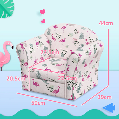 AIYAPLAY Kids Armchair with Flamingo Design, Wooden Frame, for Bedroom, Playroom, Kids Room - Pink by All Mart Bristol Ltd