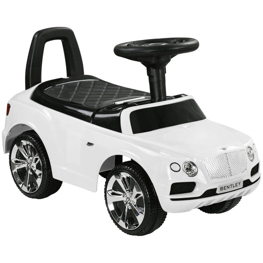 AIYAPLAY Bentley Bentayga Licensed Foot to Floor Ride on Car, Sliding Car Push Along Car w/ Under Seat Storage - White by All Mart Bristol Ltd