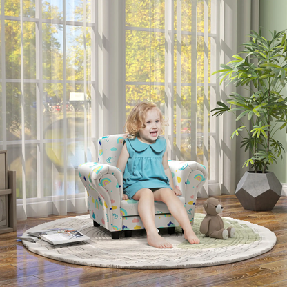 AIYAPLAY 2 Piece Kids Sofa Set with Cloud Design, Wooden Frame, for 1.5-3 Years Old, White by All Mart Bristol Ltd