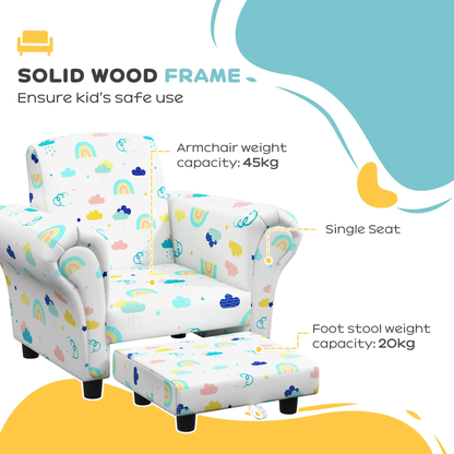 AIYAPLAY 2 Piece Kids Sofa Set with Cloud Design, Wooden Frame, for 1.5-3 Years Old, White by All Mart Bristol Ltd
