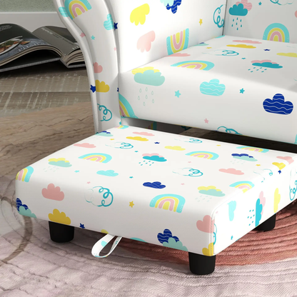AIYAPLAY 2 Piece Kids Sofa Set with Cloud Design, Wooden Frame, for 1.5-3 Years Old, White by All Mart Bristol Ltd