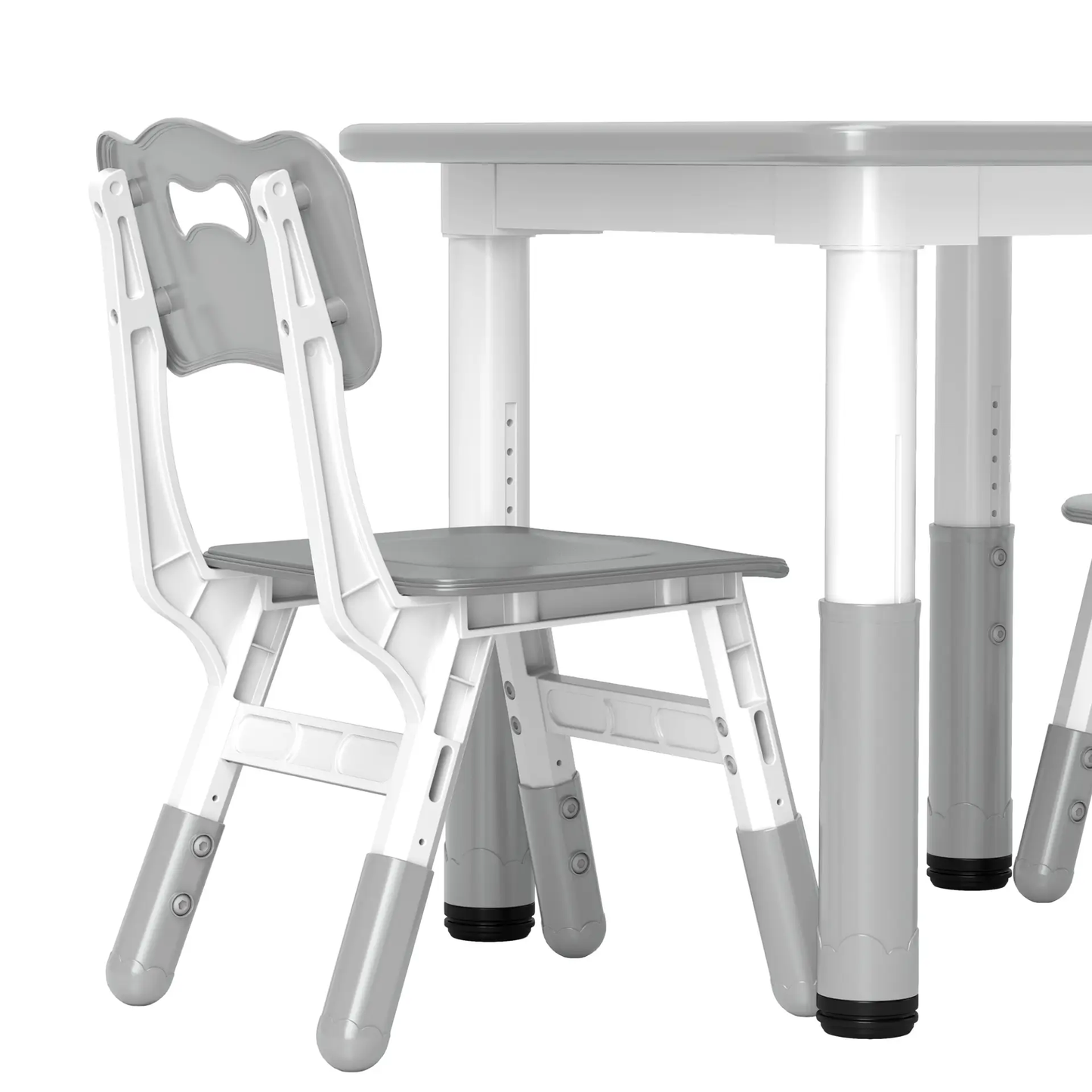 AIYAPLAY Height Adjustable Toddler Table and Chair Set, 3 Pcs Children Activity Table w/ 2 Chairs, for Playroom, Bedroom - Grey by All Mart Bristol Ltd
