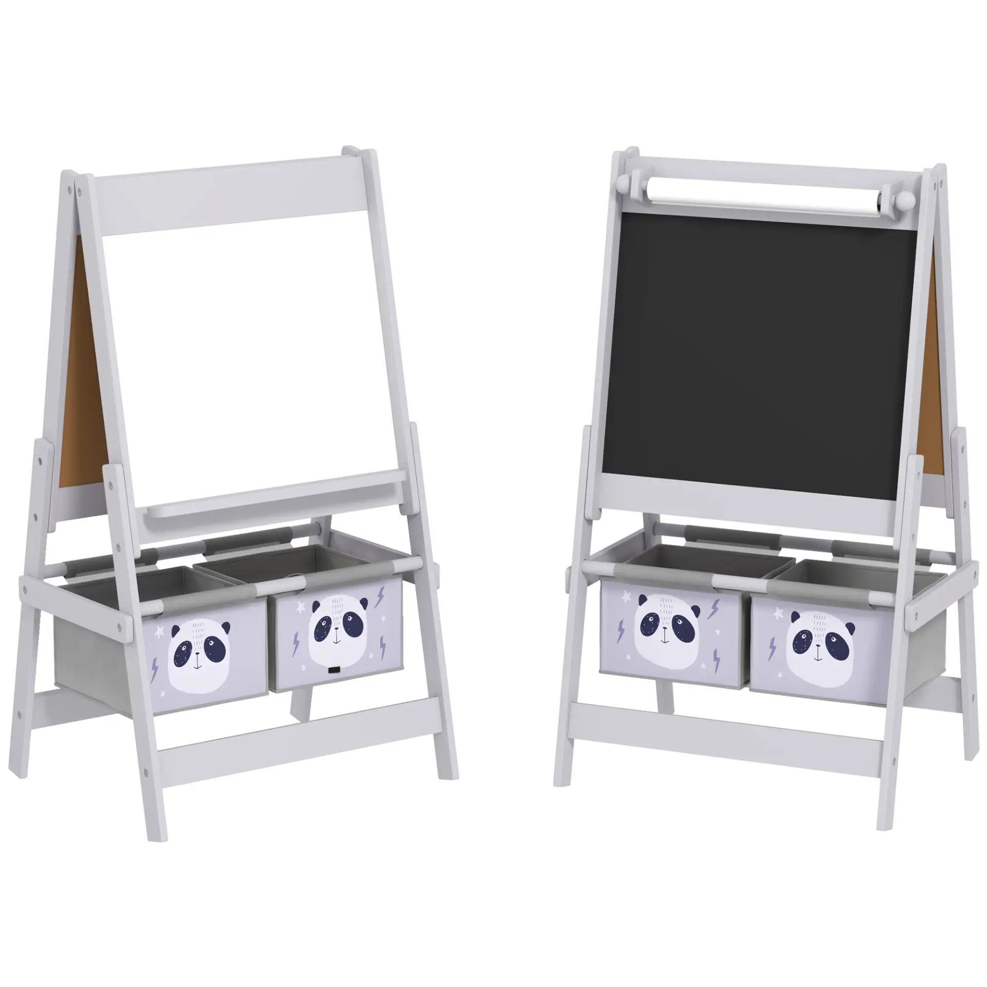 AIYAPLAY 3-In-1 Kids Easel with Paper Roll, Art Easel, with Storage - Grey by All Mart Bristol Ltd