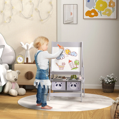 AIYAPLAY 3-In-1 Kids Easel with Paper Roll, Art Easel, with Storage - Grey by All Mart Bristol Ltd