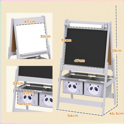 AIYAPLAY 3-In-1 Kids Easel with Paper Roll, Art Easel, with Storage - Grey by All Mart Bristol Ltd