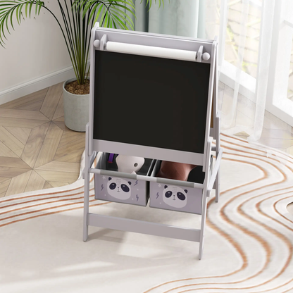 AIYAPLAY 3-In-1 Kids Easel with Paper Roll, Art Easel, with Storage - Grey by All Mart Bristol Ltd