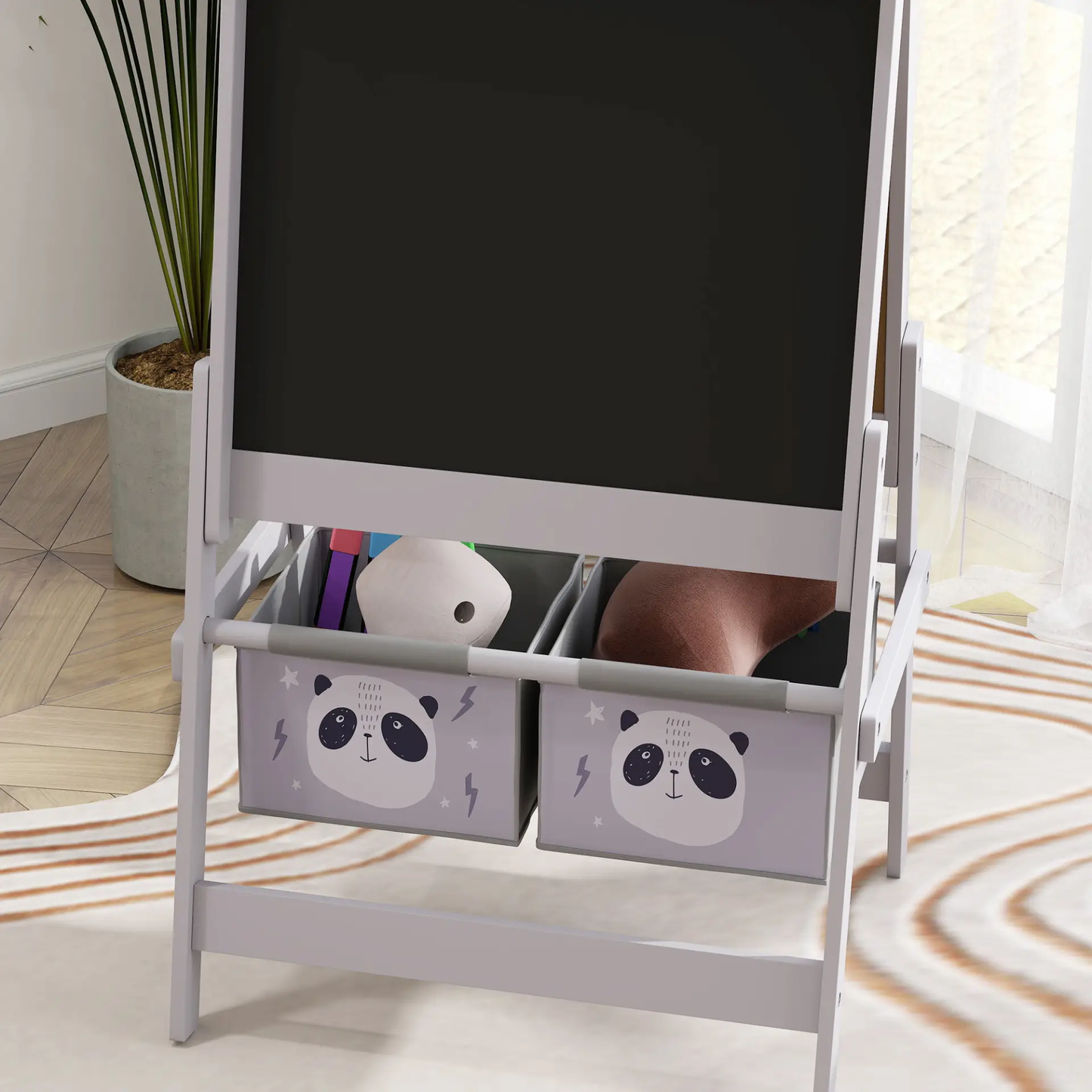 AIYAPLAY 3-In-1 Kids Easel with Paper Roll, Art Easel, with Storage - Grey by All Mart Bristol Ltd