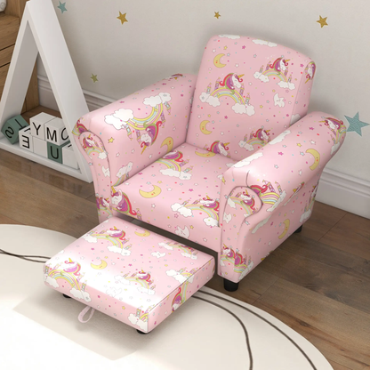 AIYAPLAY 2 Piece Kids Sofa Set with Unicorn Design, Wooden Frame, for 1.5-3 Years Old, Pink by All Mart Bristol Ltd