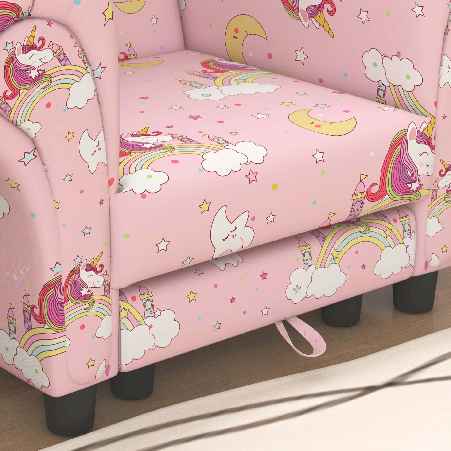 AIYAPLAY 2 Piece Kids Sofa Set with Unicorn Design, Wooden Frame, for 1.5-3 Years Old, Pink by All Mart Bristol Ltd