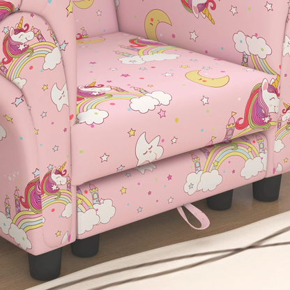 AIYAPLAY 2 Piece Kids Sofa Set with Unicorn Design, Wooden Frame, for 1.5-3 Years Old, Pink by All Mart Bristol Ltd