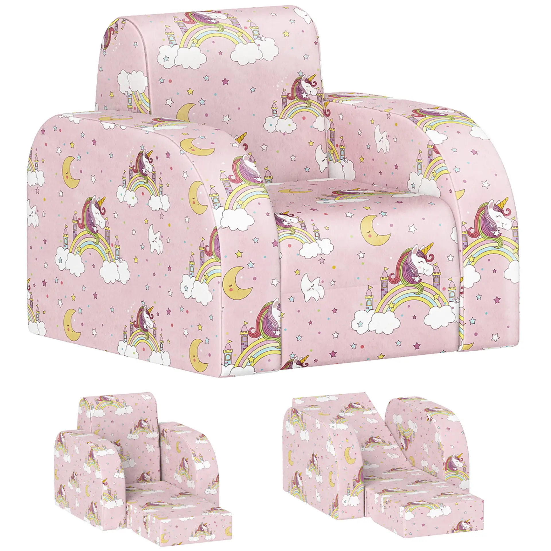 AIYAPLAY Foldable Toddler Chair Soft Snuggle Sponge Filled for Bedroom Playroom, Aged 18 Months to 3 Years - Pink by All Mart Bristol Ltd
