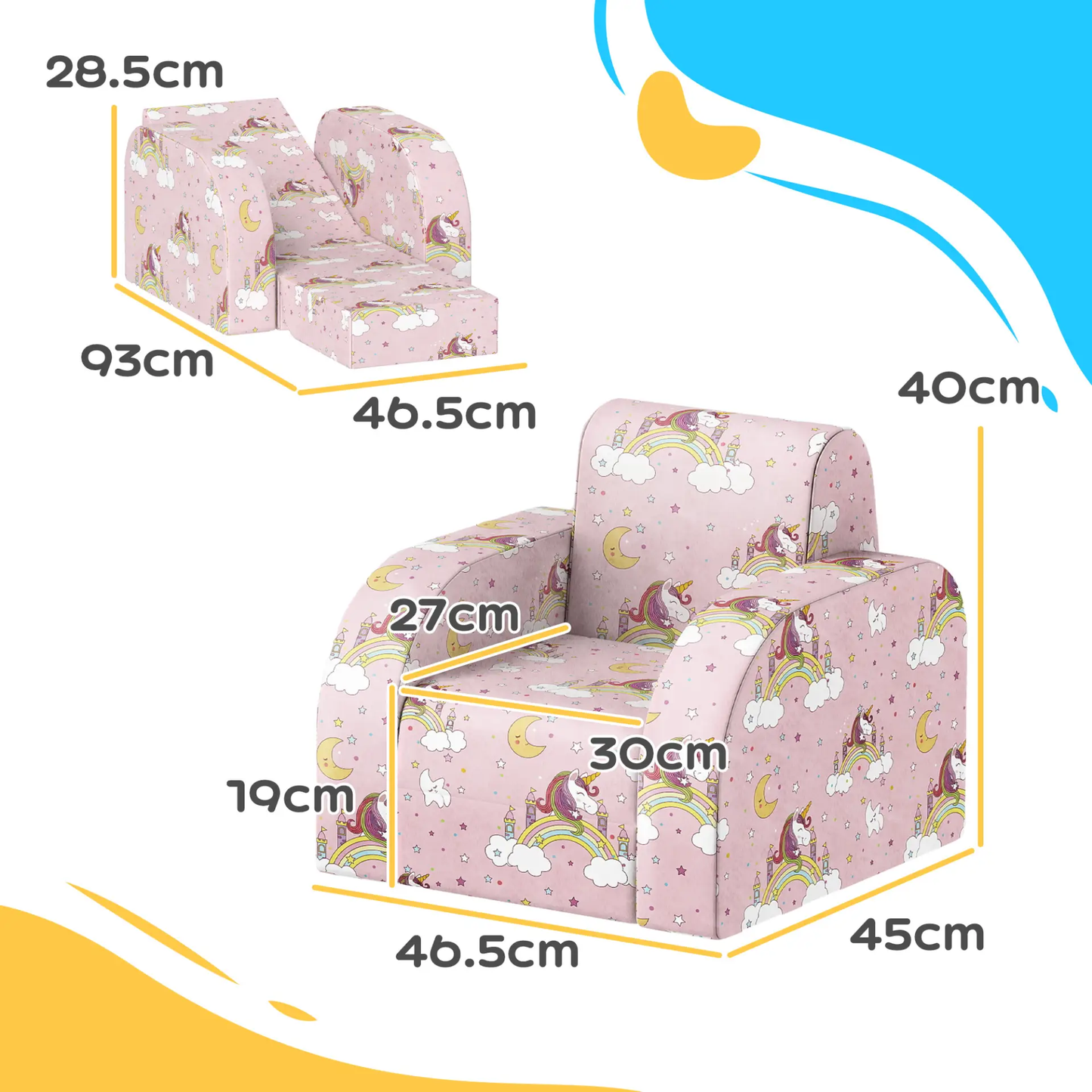 AIYAPLAY Foldable Toddler Chair Soft Snuggle Sponge Filled for Bedroom Playroom, Aged 18 Months to 3 Years - Pink by All Mart Bristol Ltd