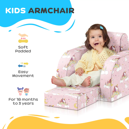 AIYAPLAY Foldable Toddler Chair Soft Snuggle Sponge Filled for Bedroom Playroom, Aged 18 Months to 3 Years - Pink by All Mart Bristol Ltd