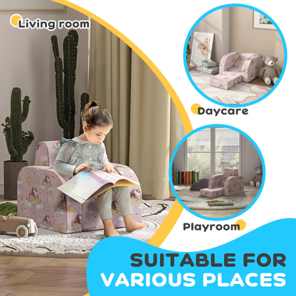 AIYAPLAY Foldable Toddler Chair Soft Snuggle Sponge Filled for Bedroom Playroom, Aged 18 Months to 3 Years - Pink by All Mart Bristol Ltd