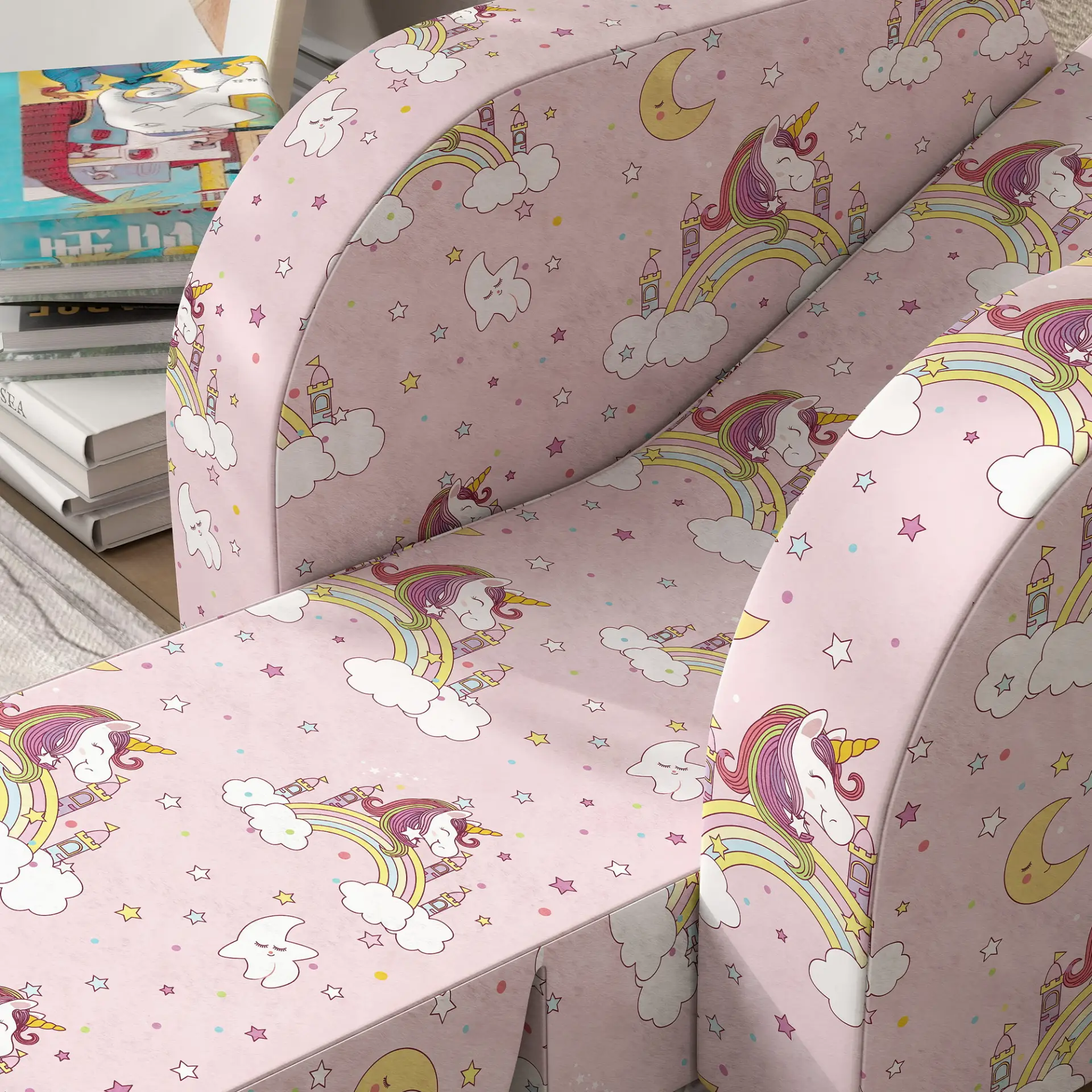 AIYAPLAY Foldable Toddler Chair Soft Snuggle Sponge Filled for Bedroom Playroom, Aged 18 Months to 3 Years - Pink by All Mart Bristol Ltd