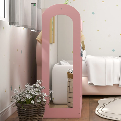 AIYAPLAY Kids Clothes Rail with Storage Shelf, Boxes, Mirror for Bedroom, Nursery, Pink by All Mart Bristol Ltd