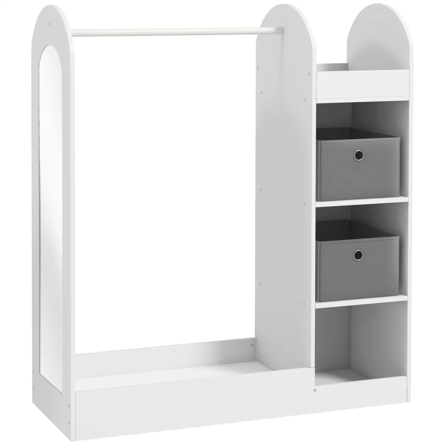 AIYAPLAY Kids Clothes Rail with Storage Shelf, Boxes, Mirror for Bedroom, Nursery, White by All Mart Bristol Ltd