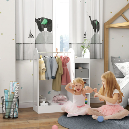 AIYAPLAY Kids Clothes Rail with Storage Shelf, Boxes, Mirror for Bedroom, Nursery, White by All Mart Bristol Ltd