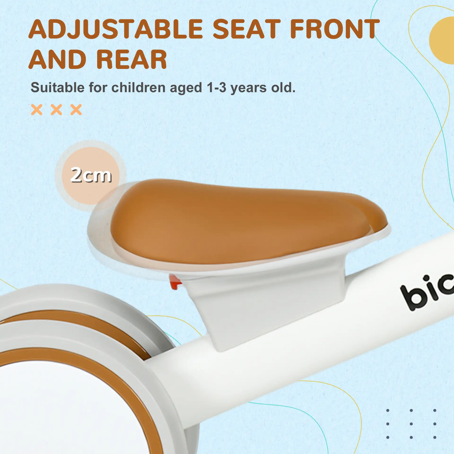 AIYAPLAY Kids Balance Bike for 1-3 Years Old with Adjustable Seat, Silent Wheels, White by All Mart Bristol Ltd